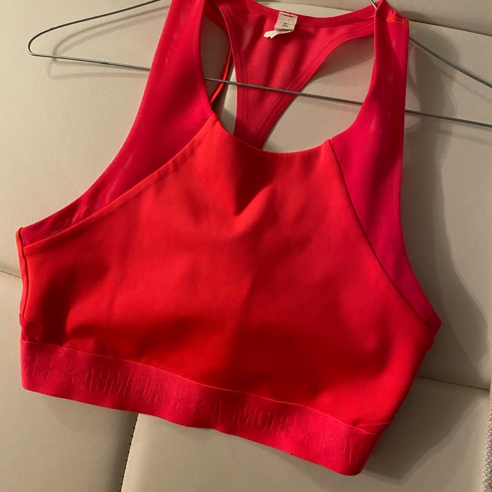 Bright Orange Red Under Armour Sports Bra